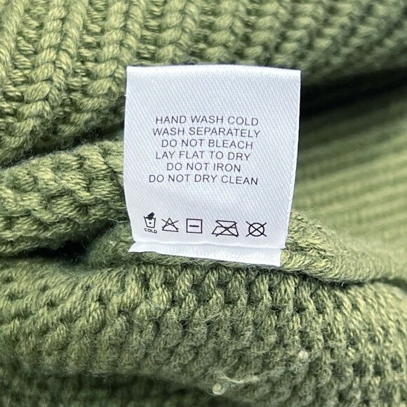 L’Academie Olive Green Mock Neck Wool Blend Chunky Knit Tunic Sweater Women XS - Picture 9 of 10
